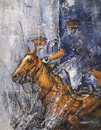 Naeem Rind, 12 x 16 Inch, Acrylic on Canvas, Polo Painting, AC-NAR-017